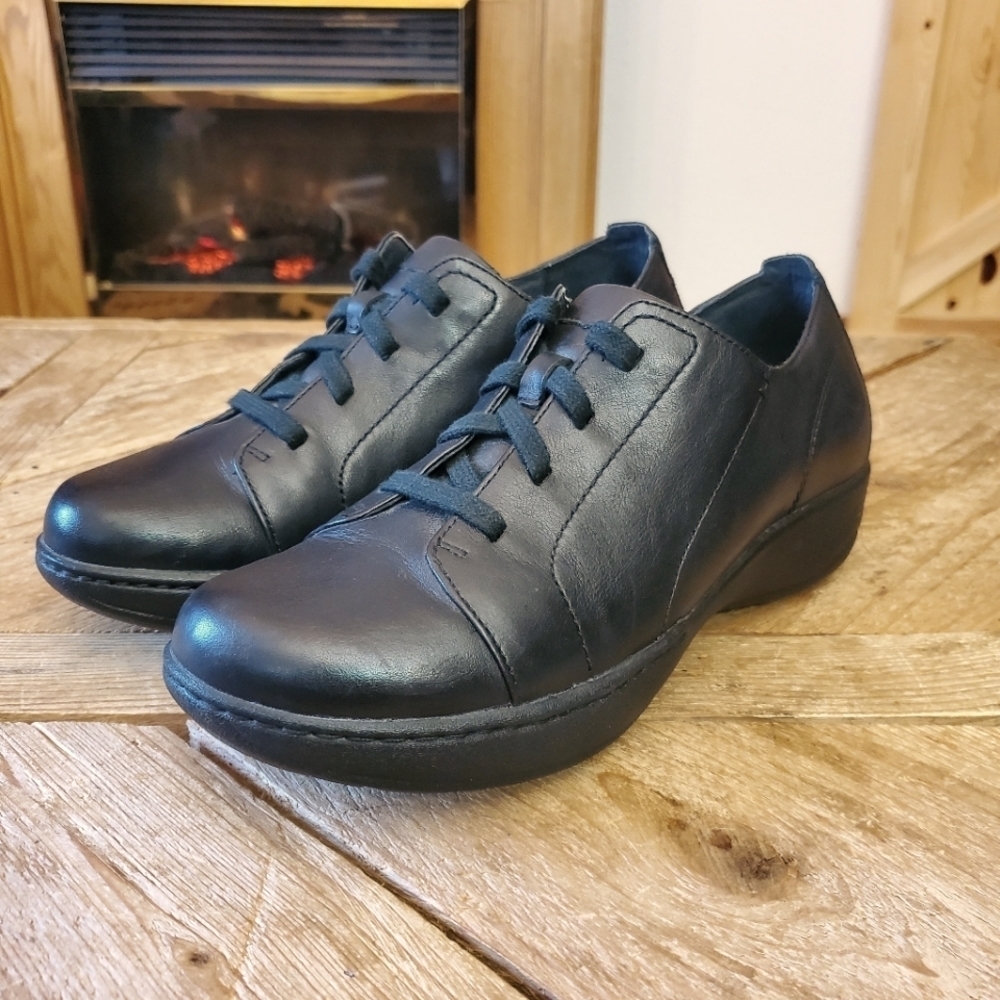 Dansko Women's Derby Oxford Lace-Up Shoes - Black Leather Women's 9.5-10 size 41